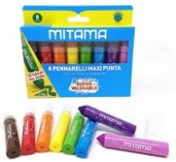 Флумастери MITAMA Jumbo Maxi Tip, 8 интензивни цвята, измиващи се, 1-8 мм