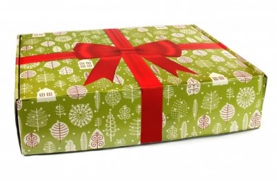 Кутия за подарък Коледна зелена 250/180/75