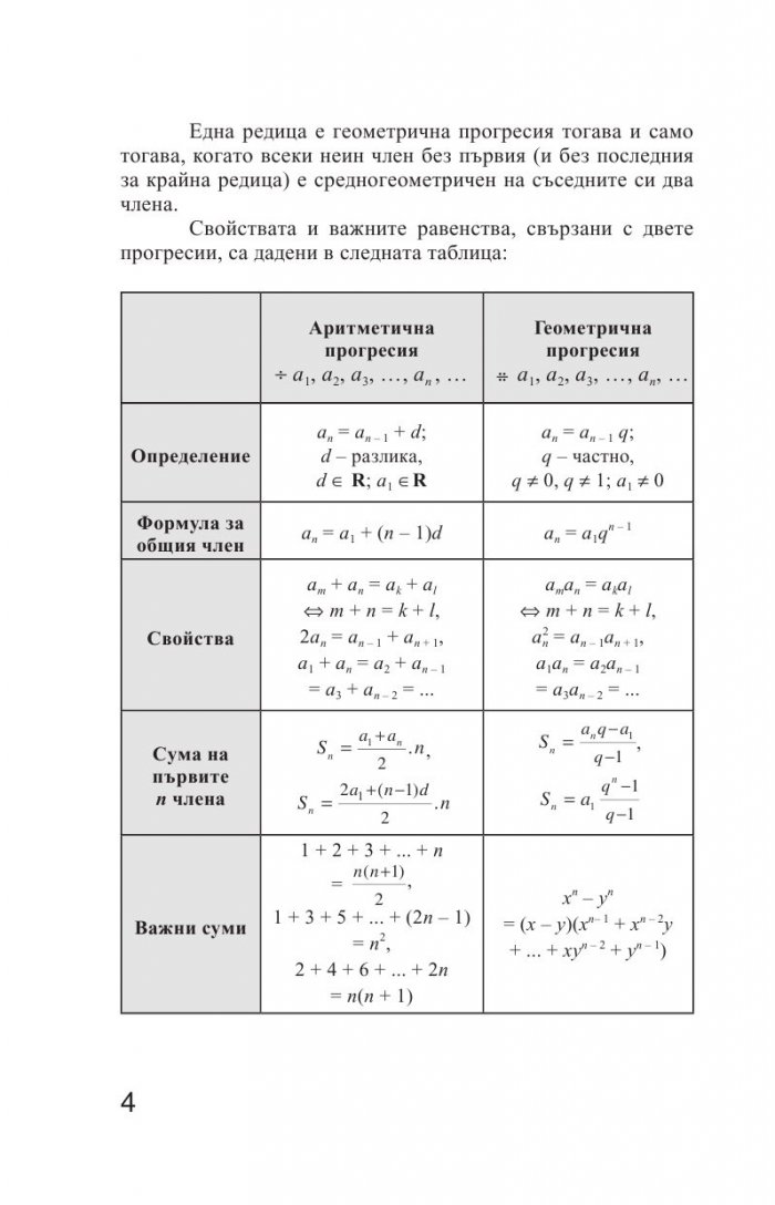 Лесно накратко за матурата по математика, числови редици, прогресии.