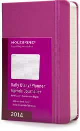 Moleskine 2014 12 Month Pocket Hard Cover Daily Planner Magenta [6613]