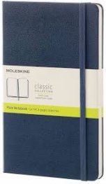 Moleskine Classic Notebook, Large, Plain, Sapphire Blue, Hard Cover [3687]