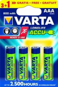 Батерия VARTA Longlife Accu  NiMh 800mAh  HR03 AAA Ready -2-use 3+1бр.
